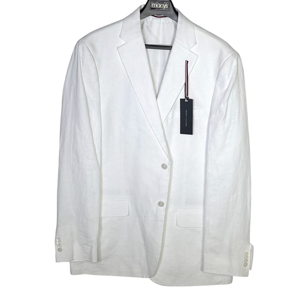 Tommy Hilfiger Men's Modern-Fit 100% Linen Sport Coat White 44L $295